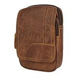 FOMIYES Riñonera de Cuero Marrón Resistente al Agua para Hombre Bolso de Cintura Retro Multifuncional para Deporte y Viajes Bolsa Práctica para Móvil y Almacenamiento Simple