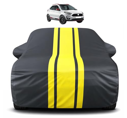 Image of Auto Hub Car Cover Compatible with FordFreestyle with Mirror Pocket, Soft Cotton Lining, Car Cover Waterproof - Yellow-Black