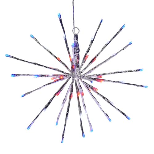 Patriotic Starburst LED Light Decoration, 12 Inch, Red White and