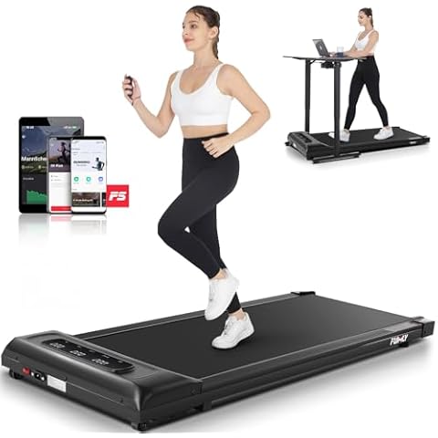 Walking Pad Under Desk, Funmily 2.5hp Small Treadmill for Home/Office, 2024 Upgrade 3-in-1 Mini Treadmill with App, Remote Control, LED Display, 300 Lb Capacity Cover