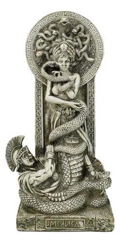 Ebros Greek Mythology Goddess Venom Snakes Haired Medusa with Giant Serpentine Standing On Altar Throne Home Decor Statue