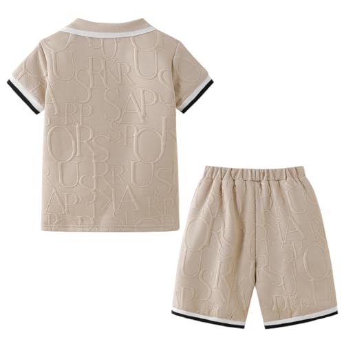 Image of Yoxindax Boys Clothes 2-Piece Casual Street Style Turn-Down Collar Half Zip Kids 4-12 Years Teen Boys Summer Outfits