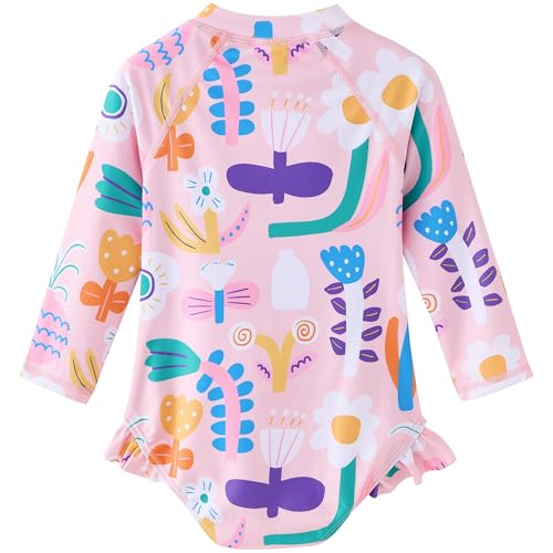 Image of Baby Girls' One Piece Swimsuit Long Sleeve Rash Guard Swimwear