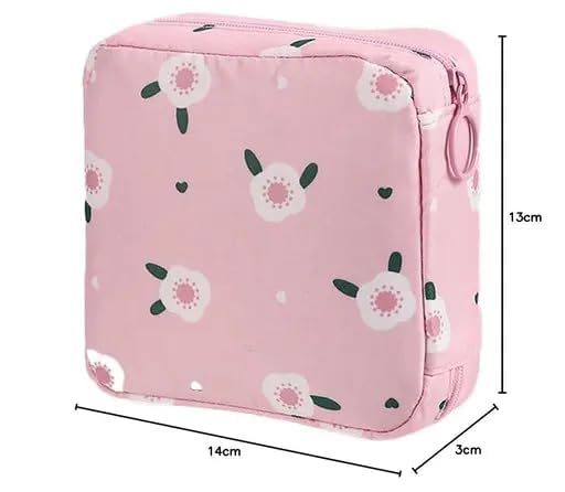 Image of KASHIVAL Sanitary Napkin Storage Pouch Set of 2 | Water-Resistant Period Pouch for Women & Girls | Zipper Pad Organizer for Sanitary Pads, Tampons & Panty Liners | Multi-Purpose Travel Cosmetic Bag
