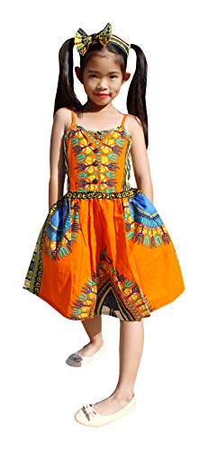 RaanPahMuang Light Cotton Dashiki Africa Childrens Angel Spaghetti Sac Bow Outfit
