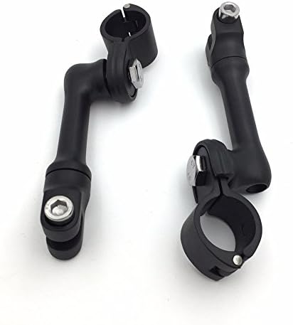 XKH-Black Long Angled Adjustable Highway Peg Mounting Kit Compatible with any Bike with 1-1/2 inch (1.5") Front Engine Guard Frame Tube Sportster 883 1200 Street Bob Softail CVO [B01AVH7YFA]