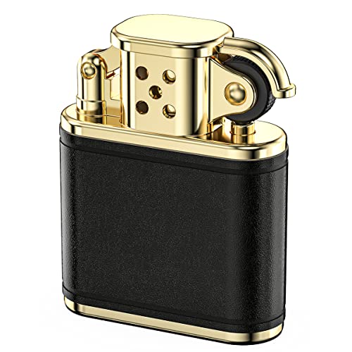 LunarFiery Petrol Lighter, Vintage Trench Leather Lighter for Man (Sold without Petrol)