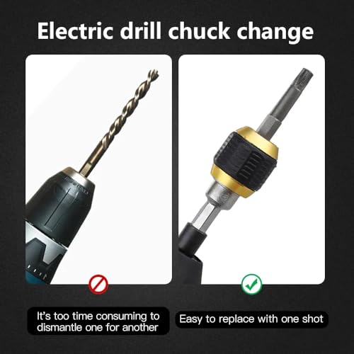 Image of Bennort Self-Locking Drill Bit Holder Quick Release 1 /4in Hex Shank Universal Drill Chuck Adapter, Screwdriver Drill Bit Extension Adapter for Handheld Drivers or Power Drill Tool [60mm Length]