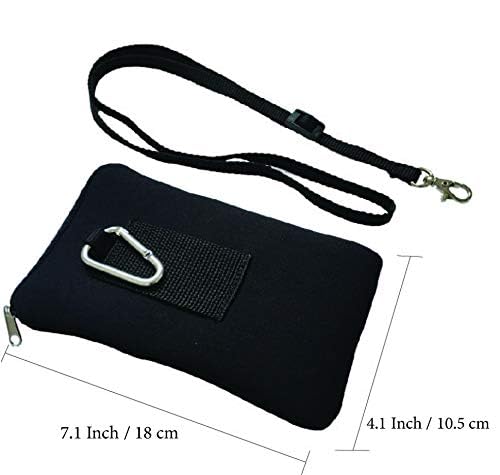 Image of Tainada Men Women Phone Neoprene Shockproof Zippered Sleeve Case Bag Pouch w /Carabiner Clip Hook, Neck Lanyard, Belt Loop Holster for iPhone 17 /16 Pro Max, Air, 16e, 16 Plus; Samsung S25+ (Black)