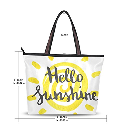 Beach Bag Hello Sunshine Partern Large Tote Top Handle Shoulder Bags2