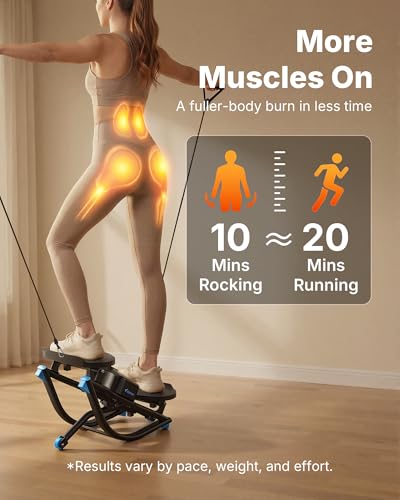 Merach Rocking Steppers for Exercise at Home, 3D Motion Stair Stepper with Resistance Bands for Full Body Workout & Low-Impact Balance Board, 330 LBS Loading Capacity Exercise Equipment - Image 5