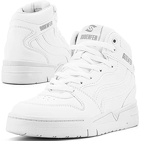 Sosenfer Wedge Heel Women's Fashion Trainers High Top Sneaker for Women Platform Lace up Trainer White 8 Cover
