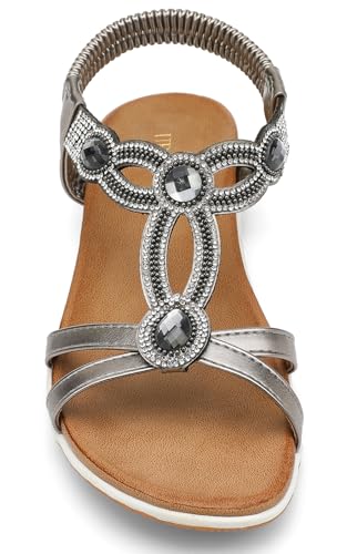 Image of UBFEN Flat Sandals For Women Dressy Arch Support Comfortable Casual Sandal With 2026 Rhinestone Braid Elastic Strap Summer Vacation