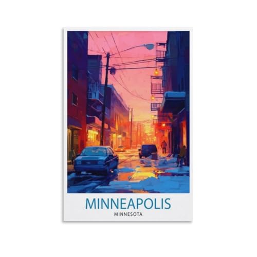 Minneapolis MN Travel Poster Canvas Wall Art 16x24in