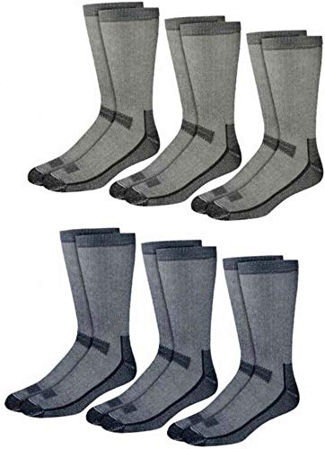 Kirkland Signature Outdoor Trail Socks Merino Wool Blend, 6 Pairs, Blue Gray Black, Medium (Shoe Size 7-9.5)