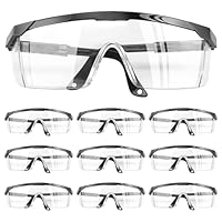 GOSHIES Schutzbrille 10 Stück Arbeitsschutzbrille Sicherheitsbrille Schutzbrille für Brillenträger mit verstellbaren Bügeln Arbeitsschutzbrille Antibeschlag Antispeichel Transparent