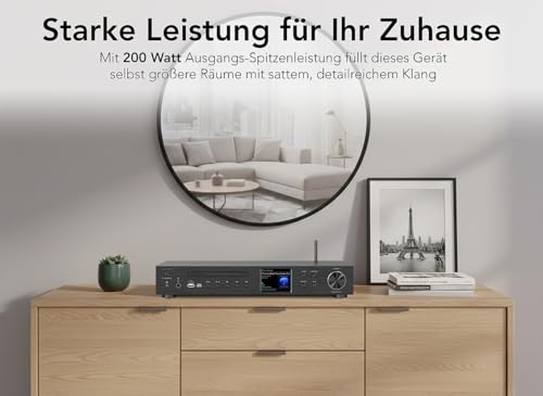 VR-Radio WLAN Radio: WLAN-Internetradio-Receiver, DAB+/UKW, CD, Bluetooth, 200 W, schwarz (DAB+ und Internetradio-Tuner, mit Verstärker) – Bild 4