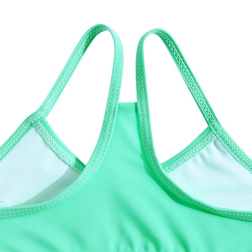 Image of Funnycokid Girls Swimsuit 3 Pieces Zip Rash Guard Bathing Suits Set Kids Bikini Boyshort Summer Swimwear 3-14 Years
