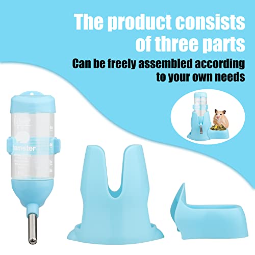 Hamster Water Bottle, [3 In 1-2.7Oz] Diyife Guinea Pig Water Bottle No Drip, 80Ml Small Animal Auto Dispenser With Food Container Base For Hamster Bunny Chinchilla Squirrel, Small Pets (Blue) #TOP5