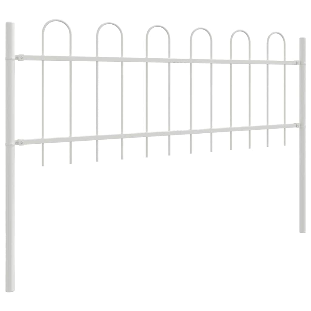 Gartenzaun BOXTEL Weiß pulverbeschichteter Stahl 170x110 cm robustes Zaunelement mit Sichtschutz und Windschutz für Terrasse, Balkon, Vorgarten und Außenbereich