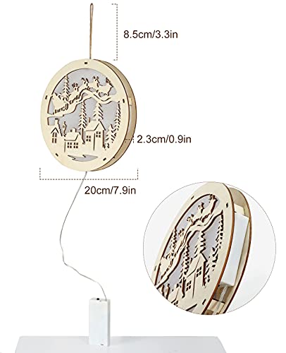 Luxspire Christmas Wall Hanging Sign With Led Lights, Pendants Reindeer And House Wooden Hanging Ornaments Indoor Outdoor Decor For Christmas Home Living Room Party Decoration, Wooden Color #TOP6
