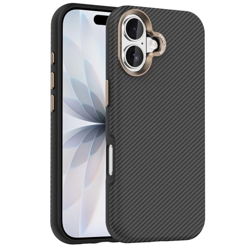 Étui magnétique iPhone 17 coque de protection fine cuir noir et fibre de carbone