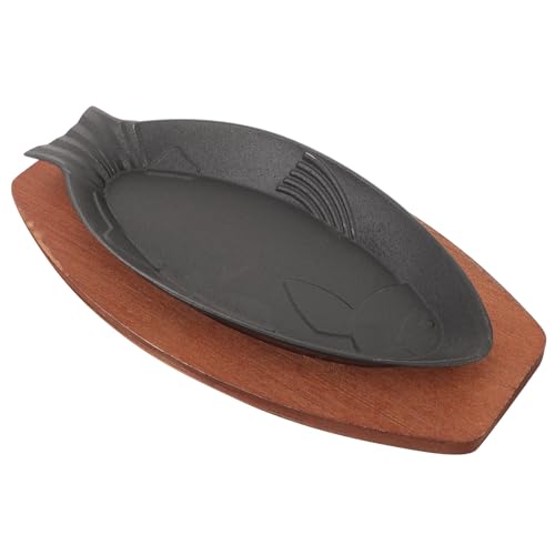 BESPORTBLE Sartén para Asar Pescado de Hierro Fundido 30,5X13,5 CM Resistente al Desgaste para Barbacoa y Cocina Familiar