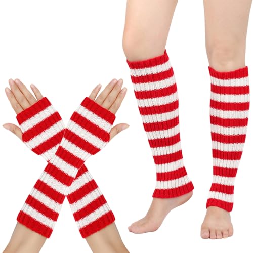 Guantes de punto transpirables y medias sobre la rodilla para cosplay