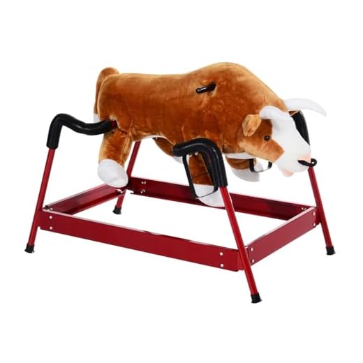 Qaba Kids Spring Rocking Horse Rodeo Bull Style with Realistic Sounds for Children Over 3 Years Old