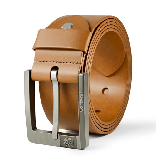 Cartvelli Ceinture homme cuir marron 125 cm - cuir de vachette pleine fleur 40 mm - Made in Germany - leather belt men brown cuero - pour jean, costume,...