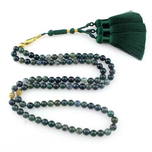  beirunde Tasbih Tesbih 99 perline islamiche per preghiera, islamico musulmano Subha Sebha perline per preoccupazione, Misbaha Masbaha Tasbeeh Sibha, rosario Allah Mohammed Ramadan, agata muschiata,