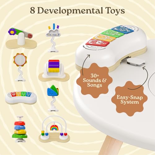 Image of Little Acorn, 4-in-1 Baby Activity Center | Montessori-Inspired Design | 8 Interactive Toys | Tummy Time, Exersaucer & Toddler Table | Shower Gift | Essential (Sun)