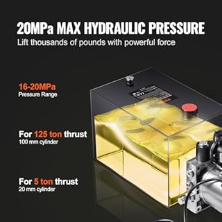 VEVOR Pompe Hydraulique DC 12 V 11 L Groupe Hydraulique Simple Effet Débit d'Huile 3,44 L/min Max. Pression de Décharge 22 MPa pour Camion à Benne Basculante Nacelle Élévatrice Remorque Levage Bennage