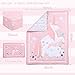 UOMNY Crib Bedding Set for Girls - Pink Baby Nursery Sets 3 Pieces Quilt Comforter Fitted Sheet Toddler Pillowcase Soft Star