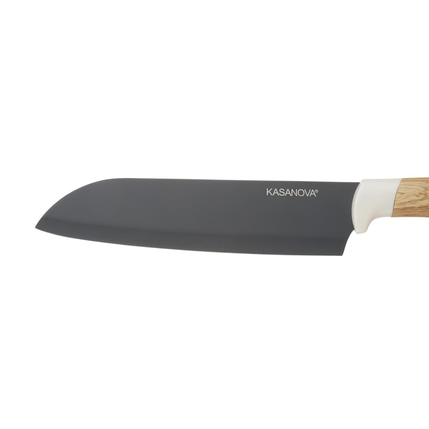 KASANOVA Ceppo 4 coltelli, pelaverdure, forbici e affilacoltelli effetto legno