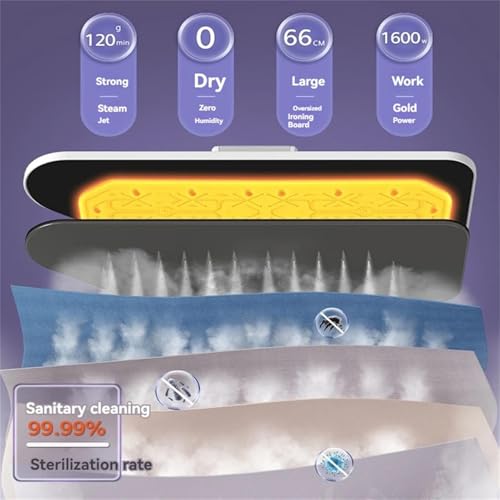66cm Steam Iron Press, 1800W Digital Ironing Machine con pantalla con toque LED y Prompt de voz. 5 Configuraciones de tela para la lavandería comercial en casa. Carrete de seguridad de cierre automáti