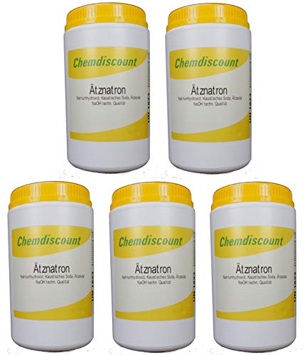 5x1kg Ätznatron in stabiler Dose (NaOH Natriumhydroxid) Mikroperlen versandkostenfrei!