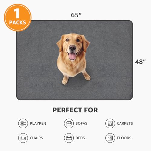 Image of Dog Pee Pad Washable Extra Large, Instant Absorb Thicker Training Pads Non-Slip Pet Playpen Mat, Waterproof Reusable Floor Mat Ideal for Puppy Senior Dog Whelping Incontinence Housebreaking 65x48 Inch