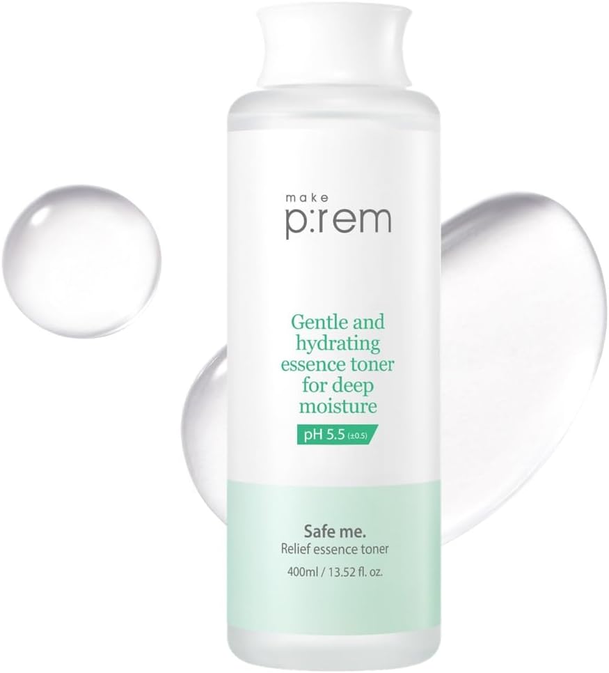 Make P:REM Safe Me. Relief Essence Toner, Quick and Deep Hydrating Face Toner, All Skin Types, 24-Hour Moisturizing, EVE Vegan, Korean Skin Care, 400ml, 13.52 Fl.Oz. Make P:REM Safe Me. Relief Essence Toner, Quick and Deep Hydrating Face Toner, All Skin Types, 24-Hour Moisturizing, EVE Vegan, Korean Skin Care, 400ml, 13.52 Fl.Oz.