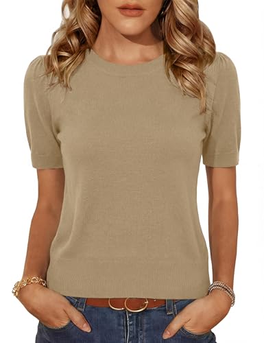 Totatuit Cropped Sweaters for Women Wool Blend Puff Short Sleeve Lightweight Pullover Sweater Crew Neck Tops 2026 - image 1