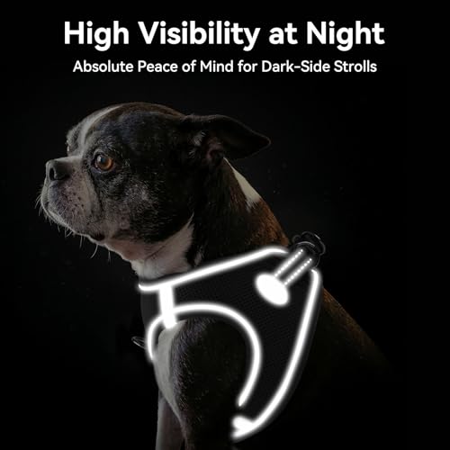 Joytale Hundegeschirr, Reflektierend Weich Gepolstert Hunde Geschirr, Air-Mesh Atmungsaktiv Brustgeschirr für Mittelgroße Hunde, XL, Schwarz