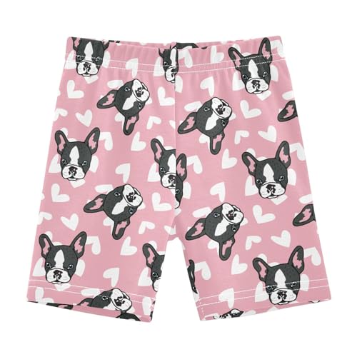 JHKKU Girls French Bulldog Heart Shorts Cotton Cartwheel Bike Kids Biker Under Dress Dance Short Girl Clothes 6T