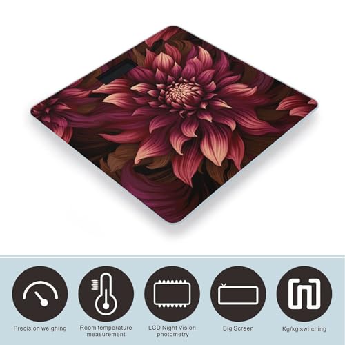 Báscula Digital de Baño con Diseño Floral en Vidrio Templado miniatura 3