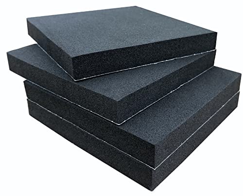 Adhesive Foam Padding, 4 Pieces Neoprene Foam Anti Vibration Pads High Density Closed Cell Foam Sheet, Insulation Soundproofing Black (4