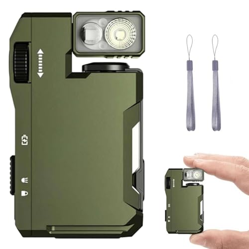 YOURNAME G5 Rechargeable EDC Flashlight, 3 Modes 400 Lumens Dual Light Sources Mini Flashlight, Portable Handheld Pocket Flashlights, Magnetic Flashlight for Home Camping Emergency(Green)