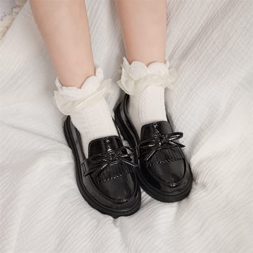 Dazarve Toddler Girls Black Dress Shoes Little Kid Patent Leather Loafers School Uniform Wedding Mary Jane Flats Slip-On Thick Non-Slip Sole Shoe (Toddler/Little Kid) #TOP2