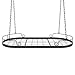 TICKCACY 33' Oval Pan Rack Hanging, Heavy Duty Ceiling Pot Rack with Hooks, Metal Pot Hanger with Grid, Pan and Pot Hangers for Kitchen Cookware Utensils Toiletries, Easy Assembly, Black
