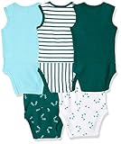 Hanes Ultimate Baby Flexy 5 Pack Sleeveless Bodysuits (Tanks), Greens, 12-18 Months