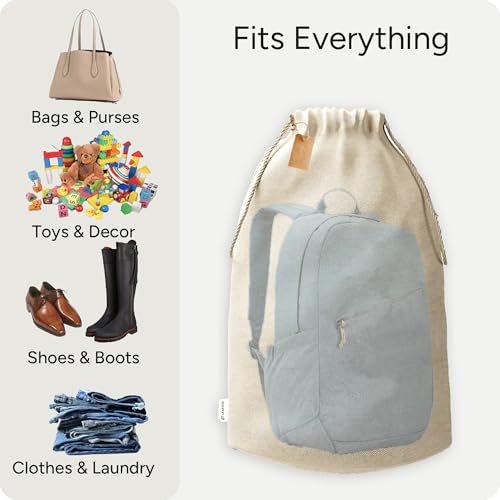 Image of LEAFICO Reusable Produce Storage Bags - XX-Large 19x23 3 Pack - Breathable Muslin Fabric Sacks with Drawstrings - Dust-Proof Travel Cotton Bags for Laundry, Clothes, Purses