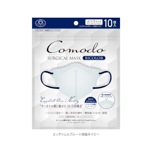 [IDK] RhT[WJ}XN GbOVFu[ RlCr[ ӂTCYi125×140mmj 10/ ×p}XN NXV Comodo SURGICAL MASK BICOLOR Eggshell Blue S}XNHƉ
